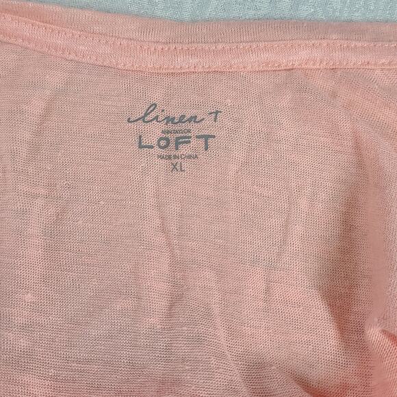 Loft linen T women's top pink Size XL NWT Resort wear Natural fibers Vacation - Picture 8 of 8